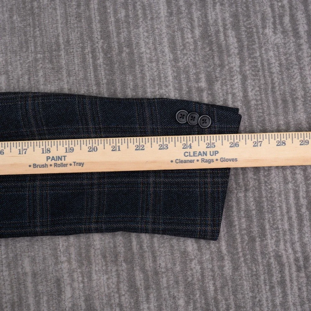 Banana Republic Blazer Mens 46L Blue Plaid Excellent Wool 2-Button Sport Coat
